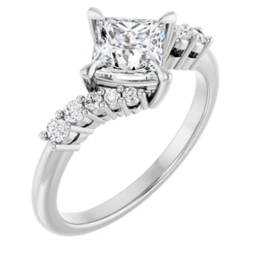 1.18 Carat Lab Diamond Princess Cut Engagement Ring, Igi Certified!